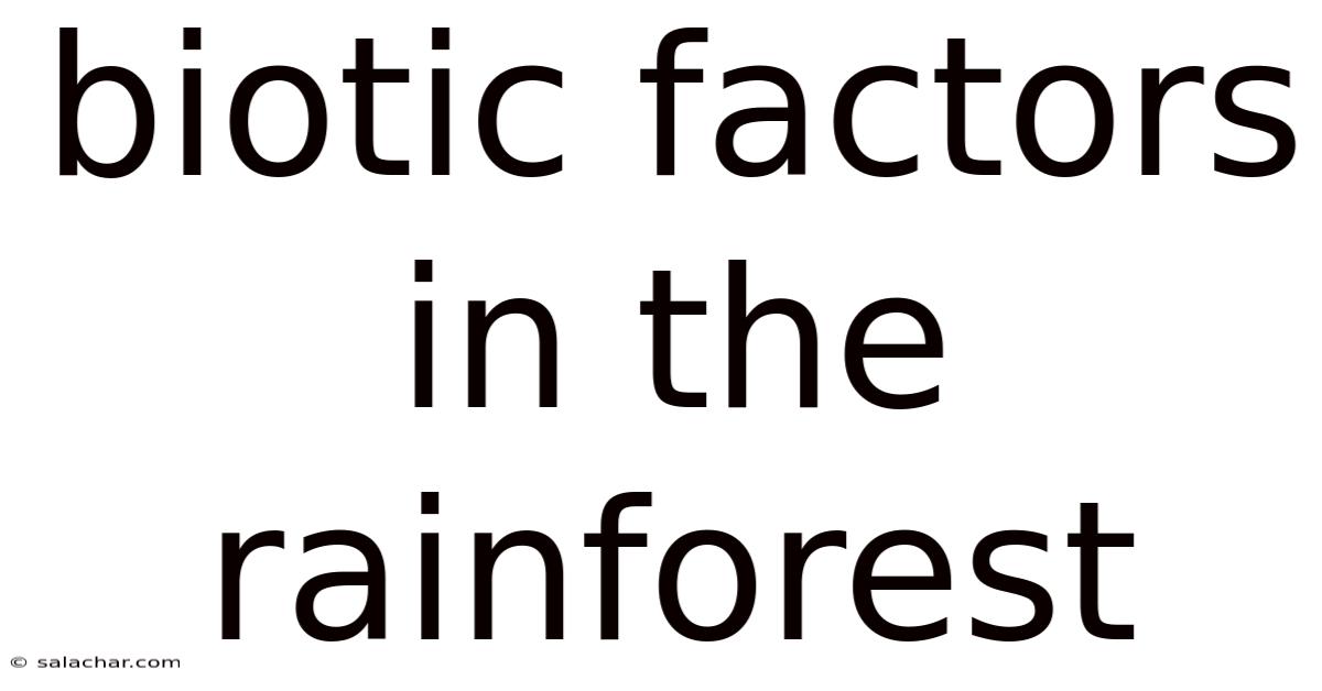 Biotic Factors In The Rainforest