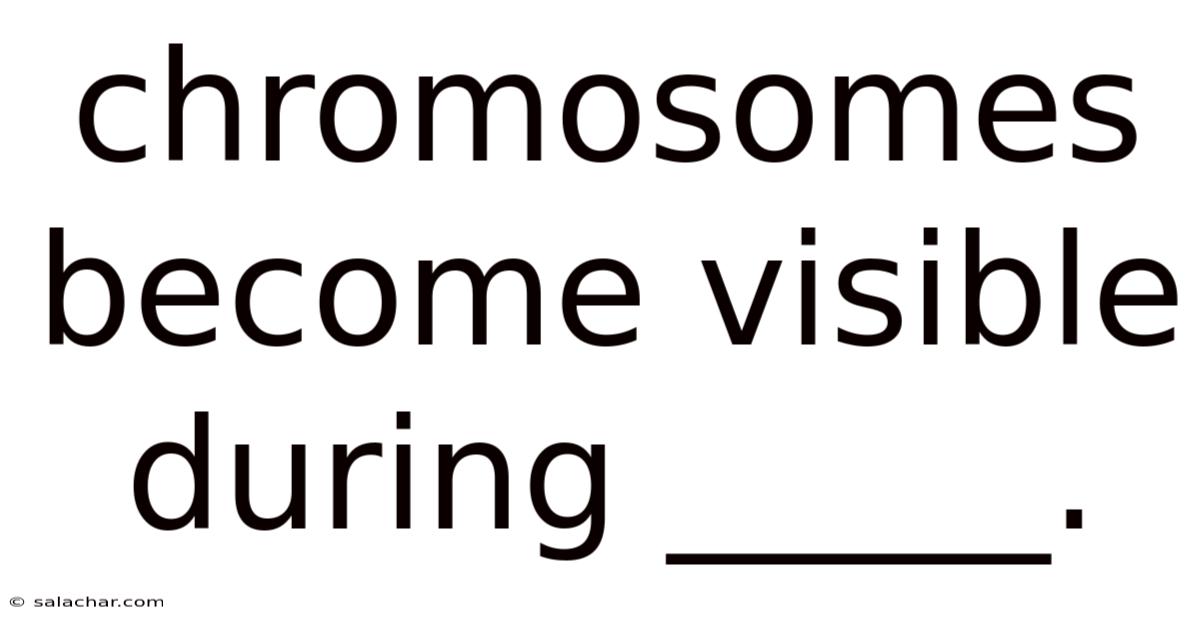 Chromosomes Become Visible During _____.