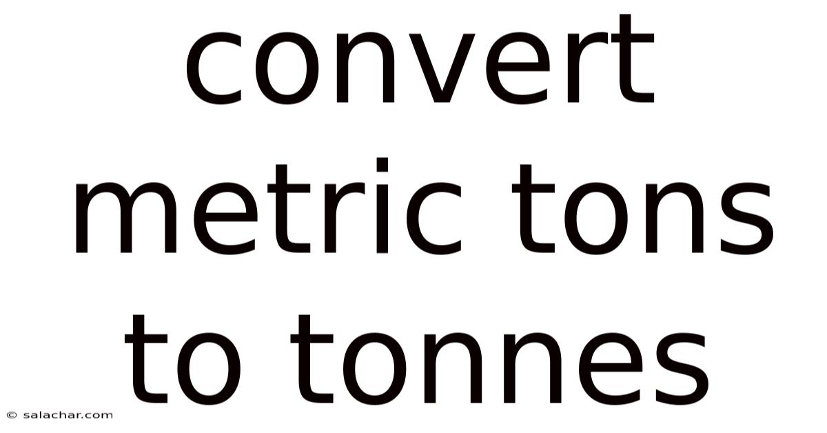 Convert Metric Tons To Tonnes