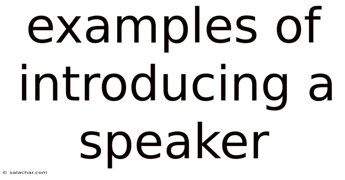 Examples Of Introducing A Speaker