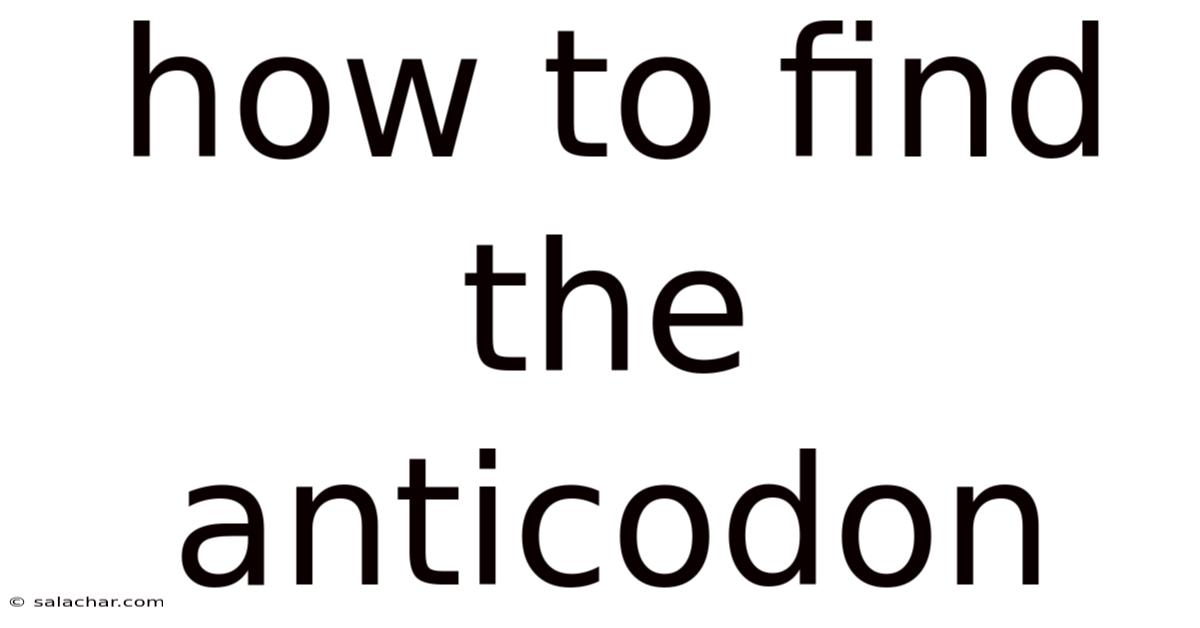 How To Find The Anticodon