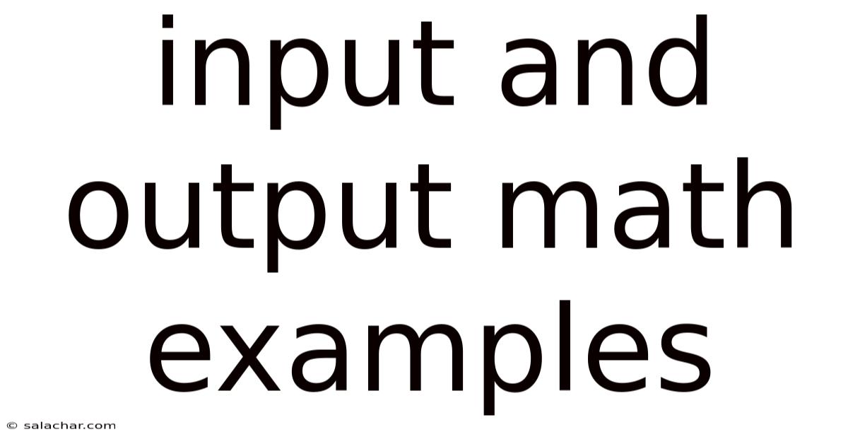 Input And Output Math Examples