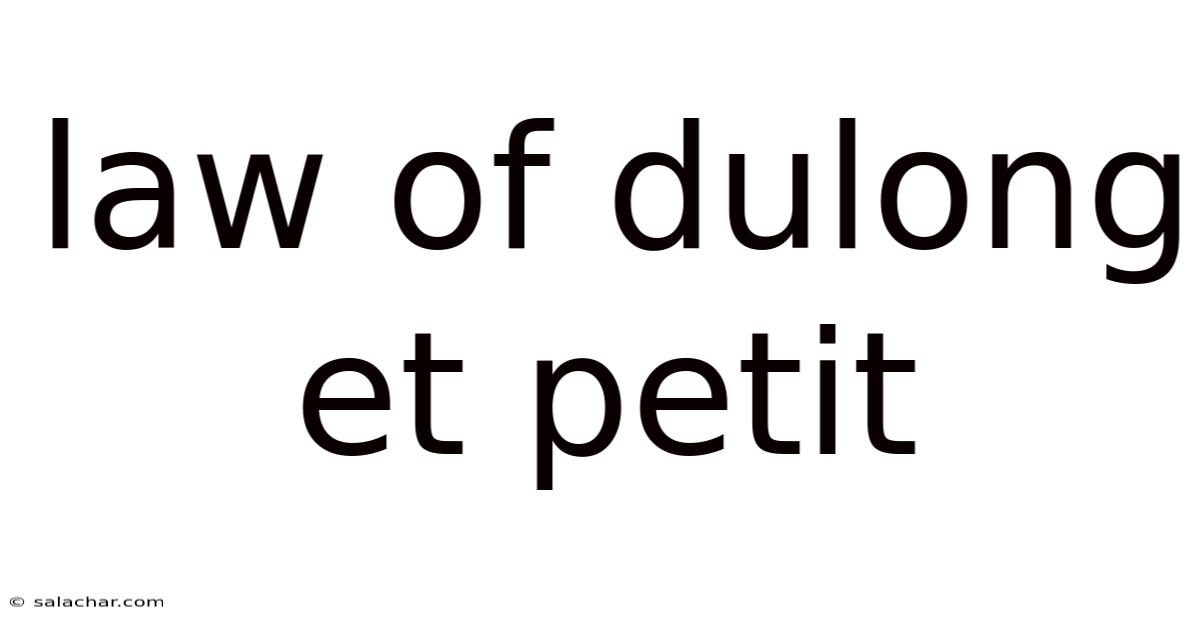 Law Of Dulong Et Petit