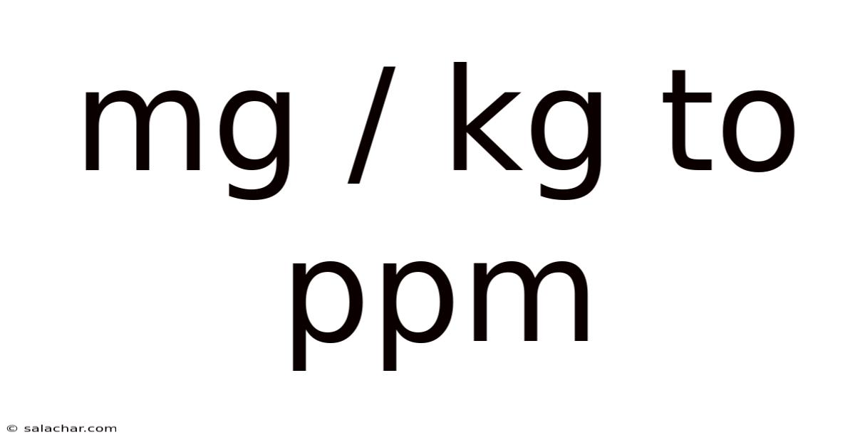 Mg / Kg To Ppm