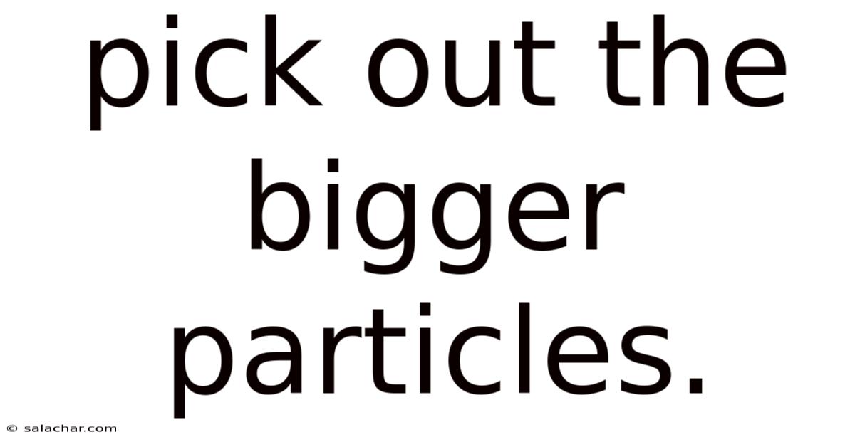 Pick Out The Bigger Particles.