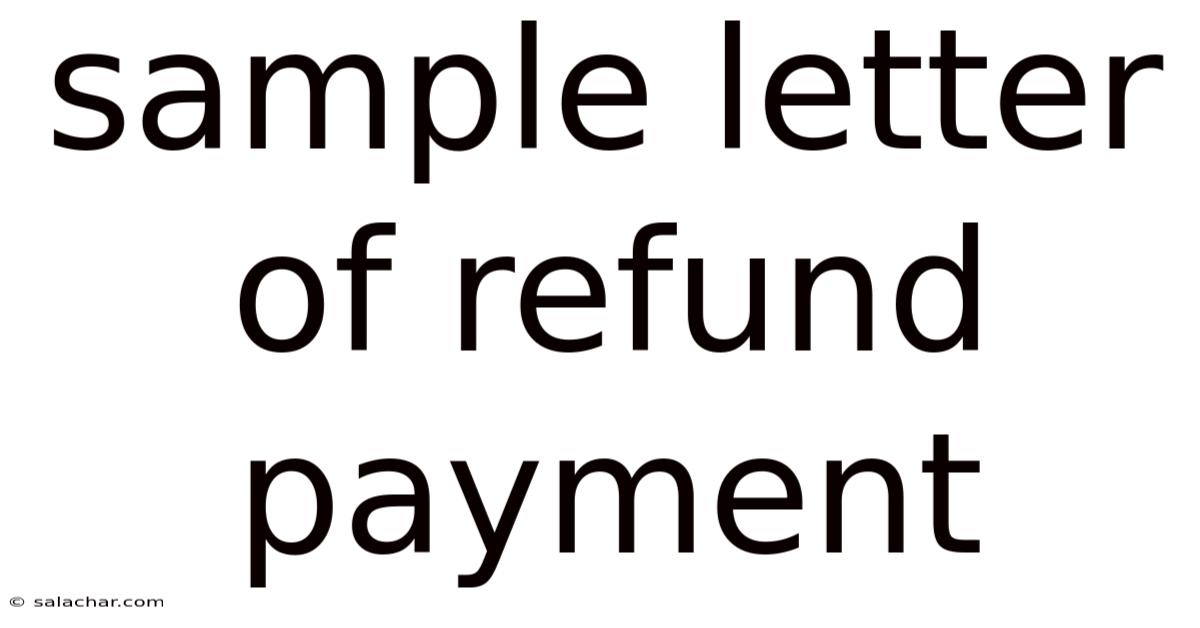 Sample Letter Of Refund Payment