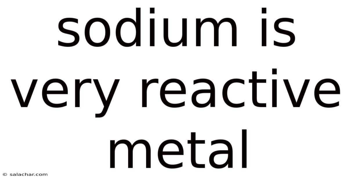Sodium Is Very Reactive Metal