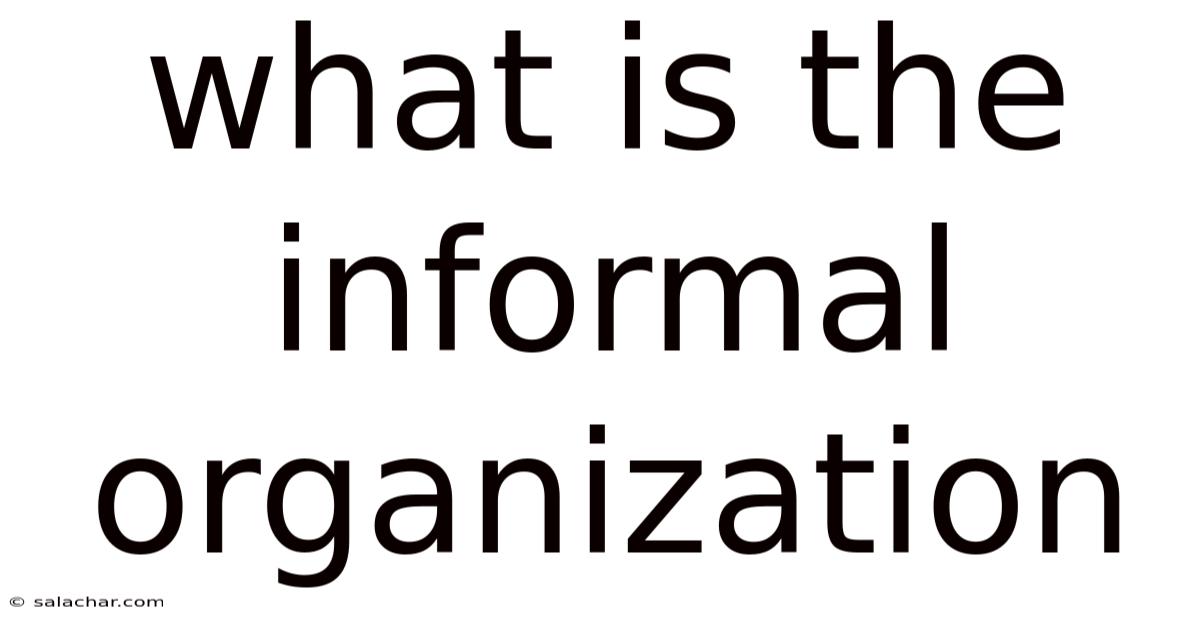 What Is The Informal Organization