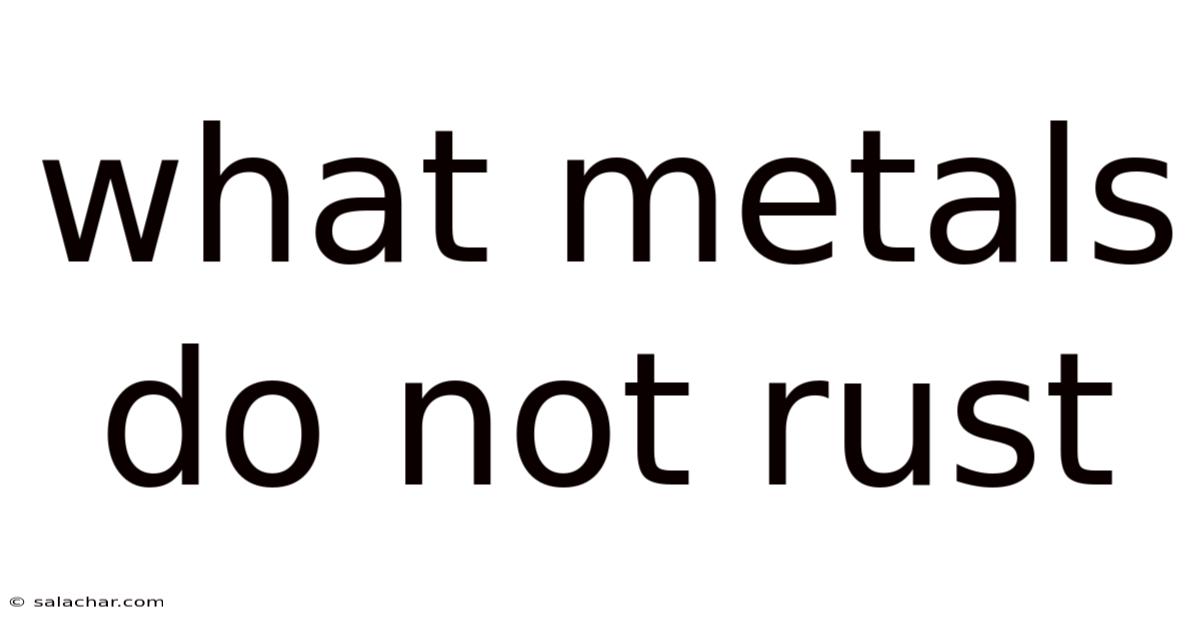 What Metals Do Not Rust