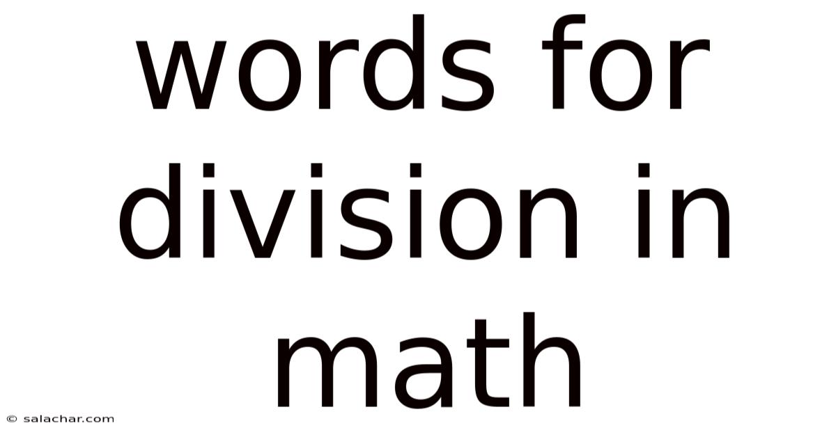 Words For Division In Math